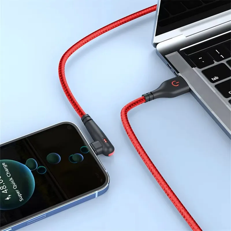 รูปสินค้า สายชาร์จ USB-C 90 องศา ชาร์จเร็ว ใช้ได้กับมือถือหลายรุ่น