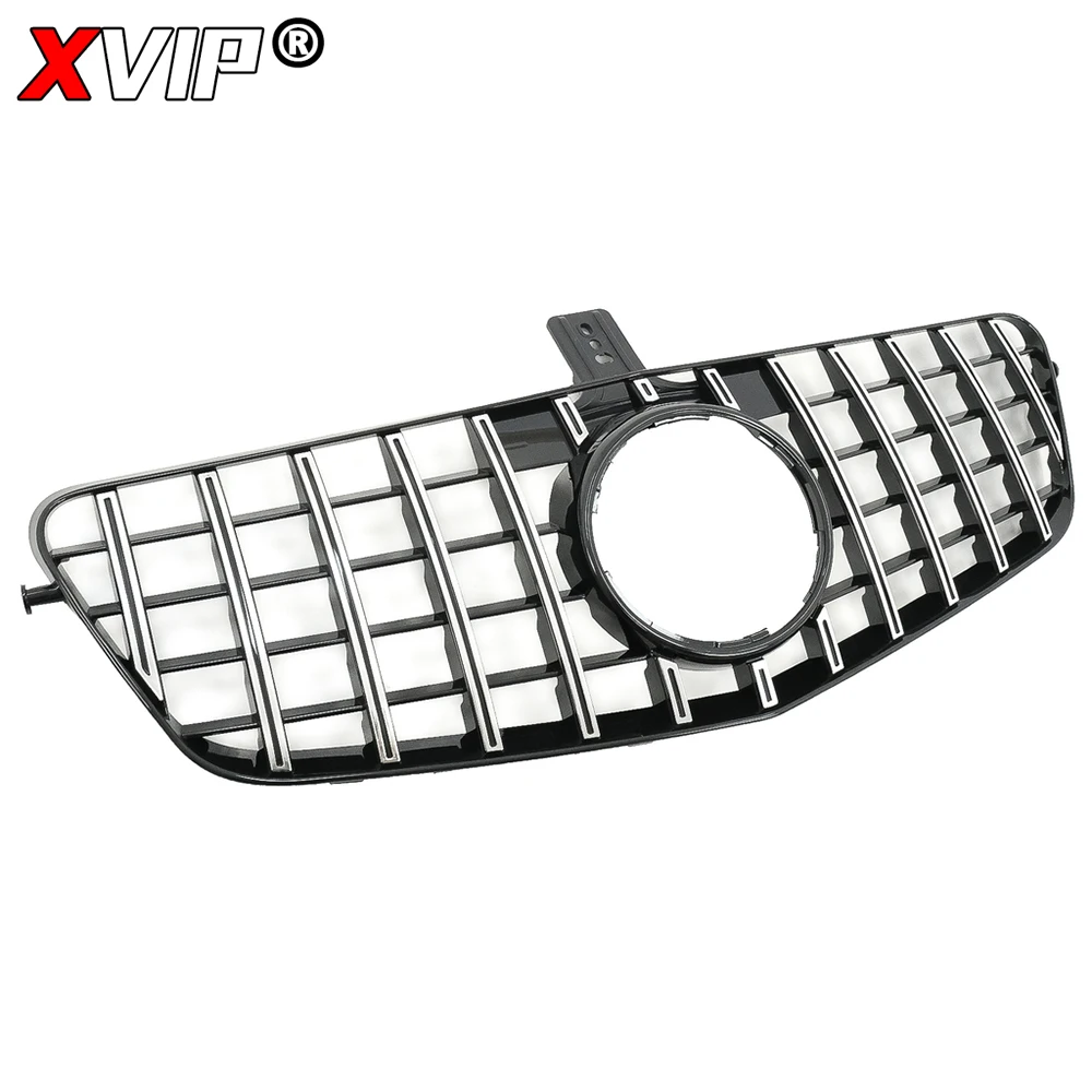 XVIP 글로시 블랙 GTR 스타일 범퍼 그릴 실버 어퍼 그릴 (메르세데스 벤츠 E-클래스 W212 10-13 E200 E250 E300 E350 E500 E550 용)