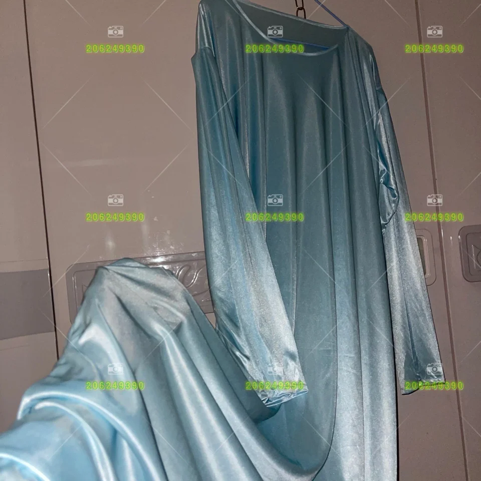 Spring Autumn Glossy Sexy Women Long Dress Satin Long Sleeve Loose Maxi Dress Sleeping Robe