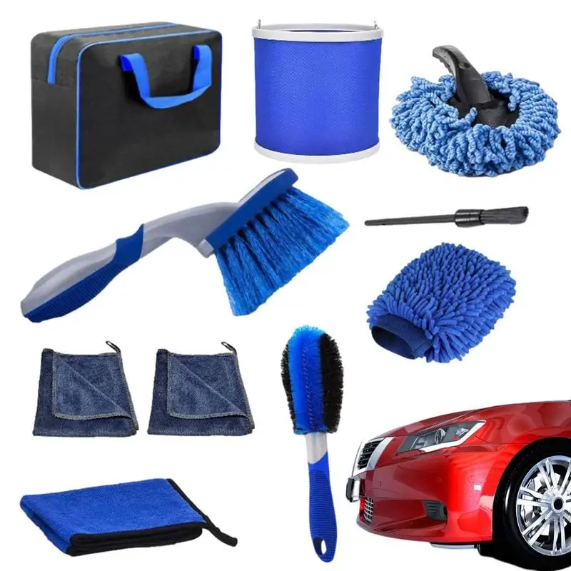 

Car Cleaning Kit Car Cleaning Supplies Set Of 10 No Damage Car Cleaning Accessories With Storage Bagfor Rims Tires