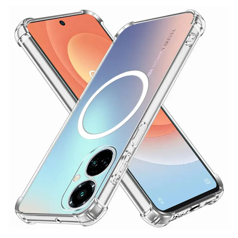 HGJTF voor Tecno Camon 19 Pro (6.8 inch) Hoesjes Gehard glasfolie, Transparant TPU soft silicone Hoes Bumper Case Cover en 9H-hardheid Screenprotector van gehard glas - YQ12