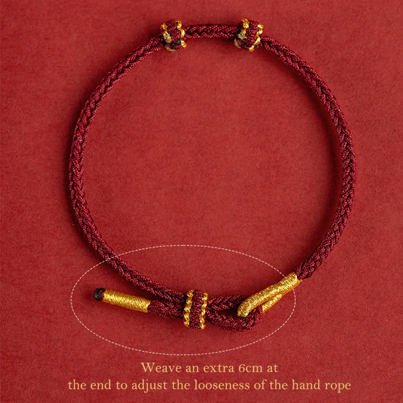 Hand Woven Size Adjustable DIY Red String Bracelets Adult Child Vintage Lucky Rope Bangles Gift