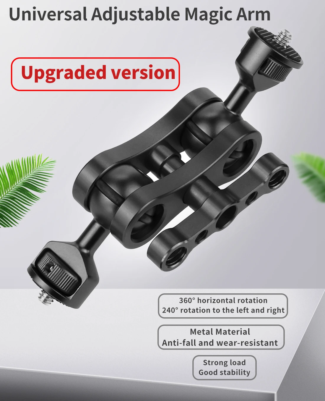 Doppel-Kugelkopf-Magic-Arm, Gelenkiger Kamerahalter mit 1/4 3/8 Zoll Klemme, für Licht- und Monitorhalterung – Detail 4