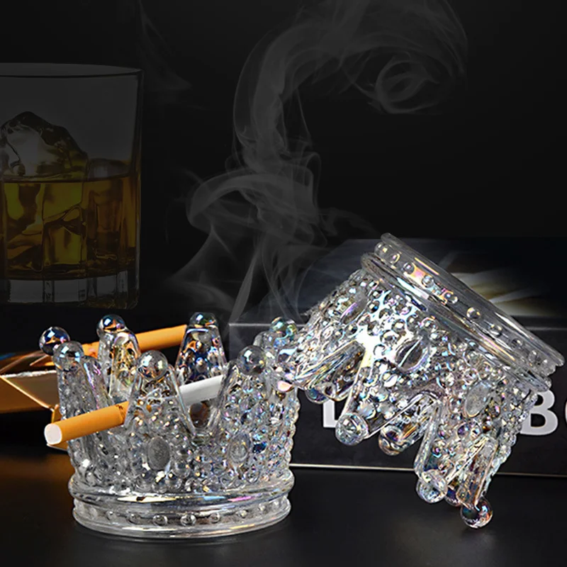 Crown Ashtray Creative Home Glass Ashtray European Candlestick Crystal