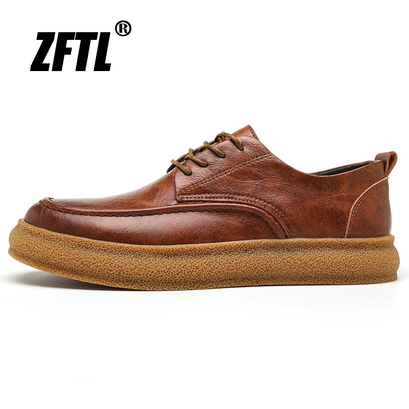 ZFTL Men's Casual shoes Genuine Leather luxury shoes Man Sneakers Gradient British Business Formal Platform Leisure
