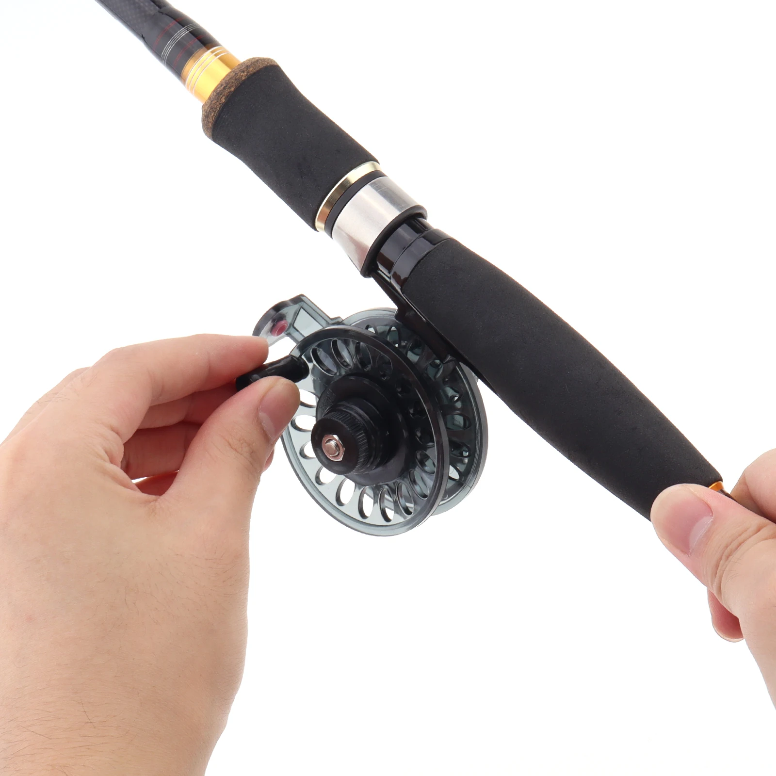 오른손 61mm 얼음 낚시 피더 낚시 릴 조정 가능한 드래그 손잡이가있는 내한성 핸드 휠
