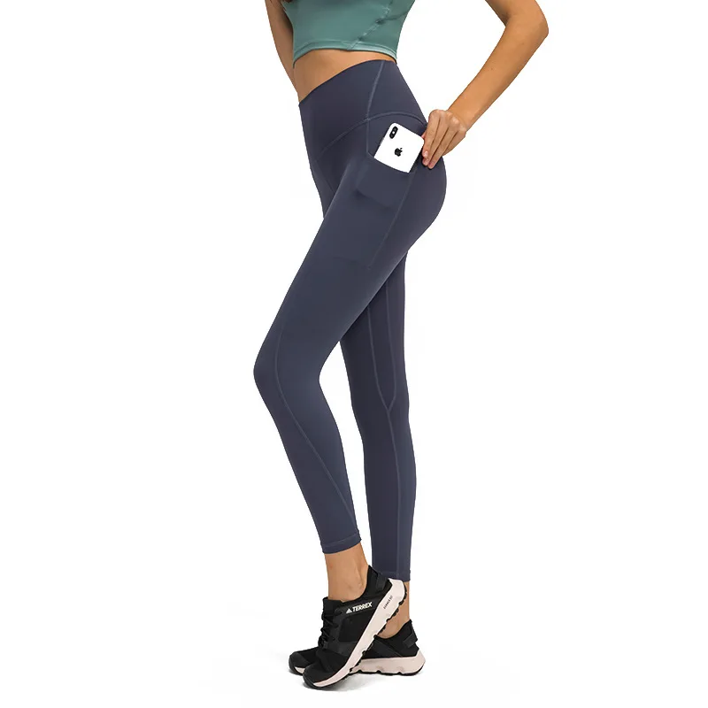 

Top Ladies Sexy Yoga Sports Leggings Gym Outdoor Solid Color Fitness Pants Fashion Sports Pants High Waist Side Pockets Soft