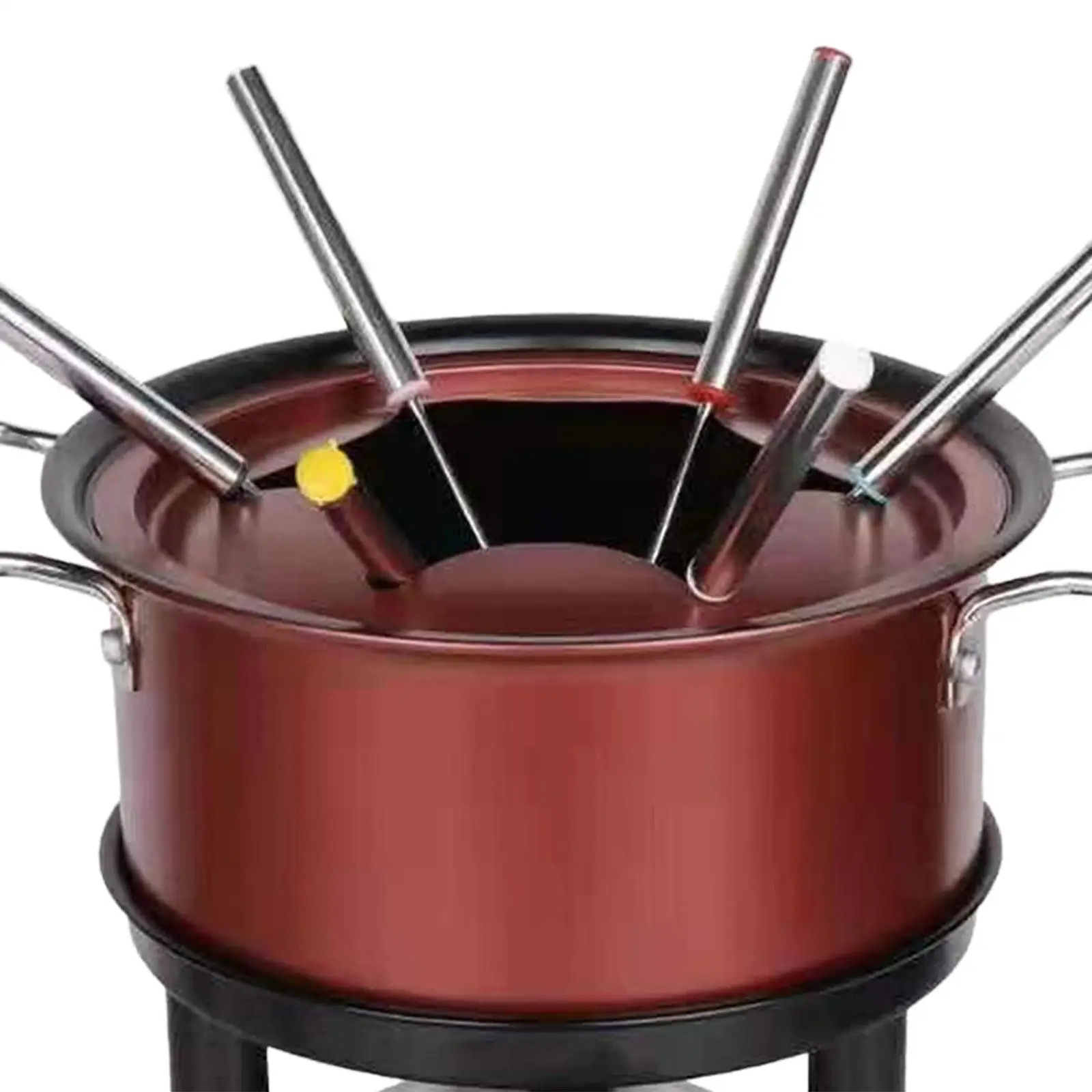 Fondue Pot Set Sturdy Temperature Control Lightweight Cheese Fondue Pot for Chocolate Outdoor Camping Household Birthday Party