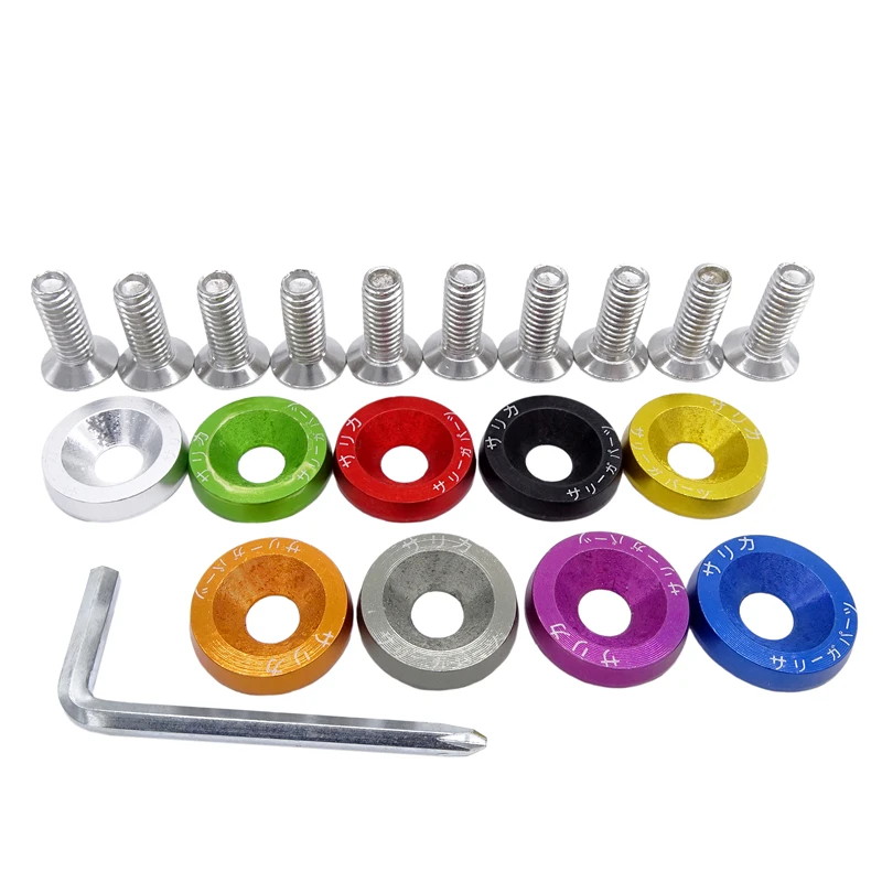

10 Pcs M6X20 Aluminum for JDM Car Modified Hex Fasteners Fender Washer Bumper Engine Concave Screws Car-styling Car Accessories