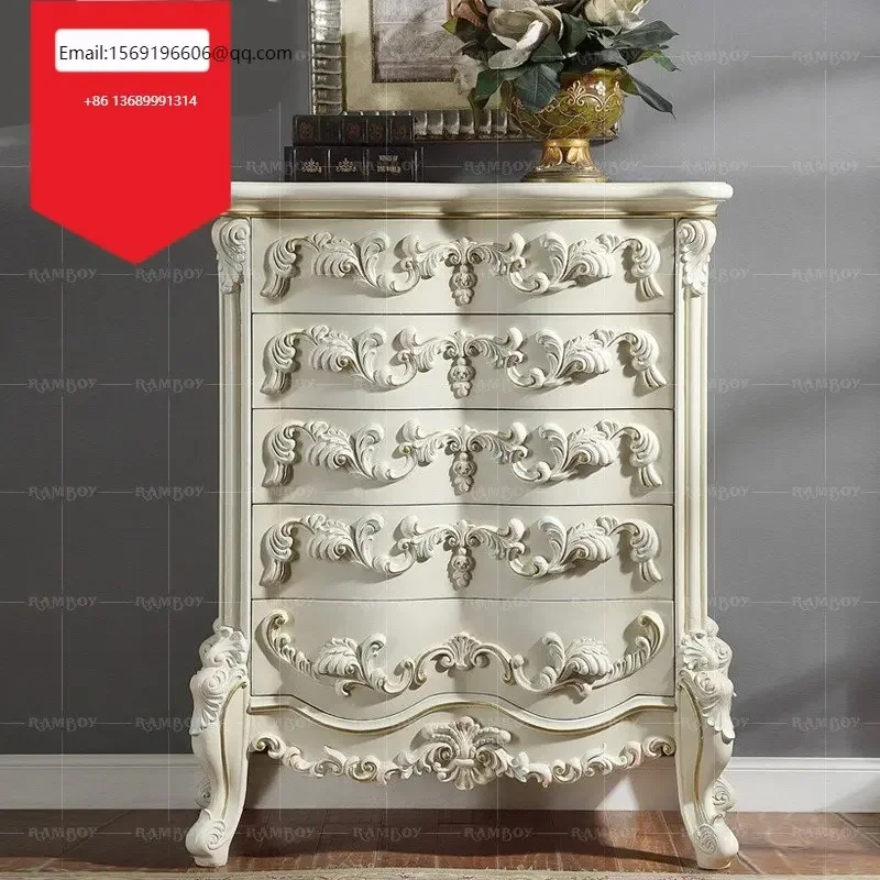 

European solid wood bucket cabinet French luxury carved bedroom living room lockers simple modern chest of drawers