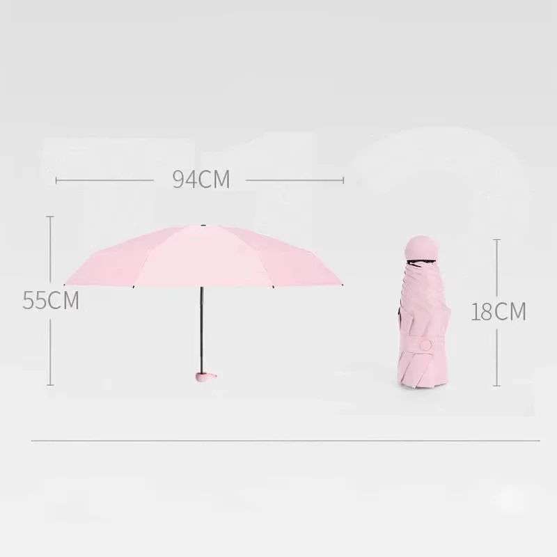 Five colors new capsule umbrella ultra-light mirror case portable solid color simple sun protection and UV protection
