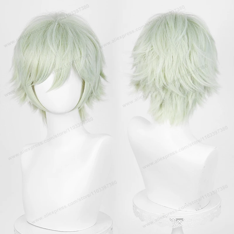 Anime Upgraded 32cm Short Flipped Ends Cosplay Wig Green Blue Purple Pink Man Women Heat Resistant Synthetic Hair