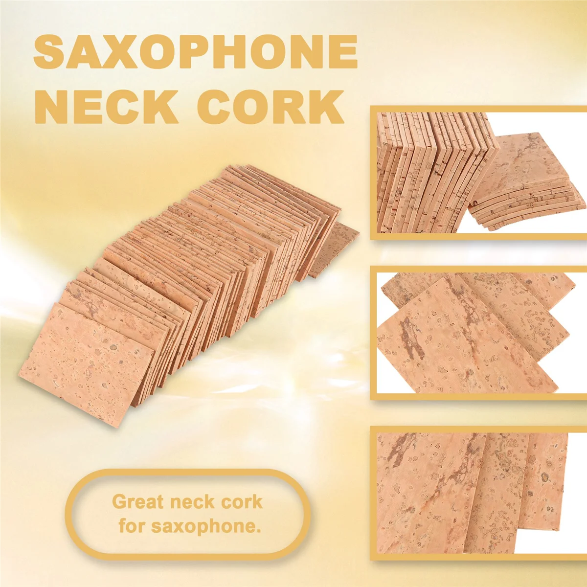 A57T 50Pcs Saxophone Neck Cork Sheet 2Mm Soprano Tenor Alto Saxophone Clarinet Joint Natural Neck Cork Sheet Natural Kit