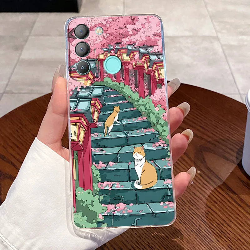 Aesthetic Cute Cat Cartoon Astronaut Transparent Silicone Phone Case