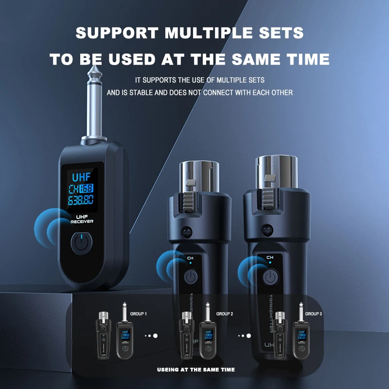 UHF XLR Adapter System Wireless Microphone Transmitter Receiver System for Dynamic Microphone Guitar Audio Mixer PA System