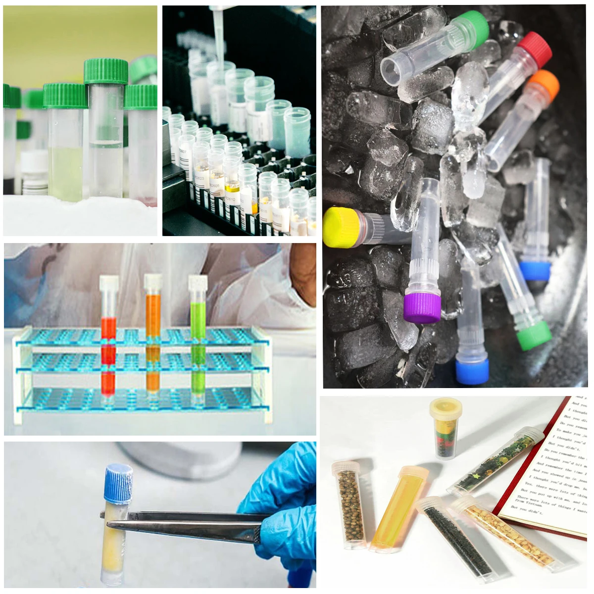 Plastic Test Tubes 50/100Pcs Laboratory 5ml/2ml/1ml Plastic Freezer Tube Cryovial Silicone Gasket Lab Frozens Storage Tube Subpackage Vial