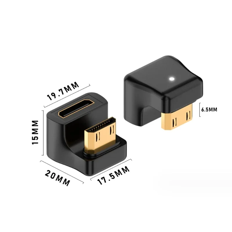 HDMI Adapter 360 Degree Angled U-shaped L Converter Mini HDMI Male to HDMI-compatible 2.1V Female Extension 4K 5K 3D UHD 8K 60Hz Adapter