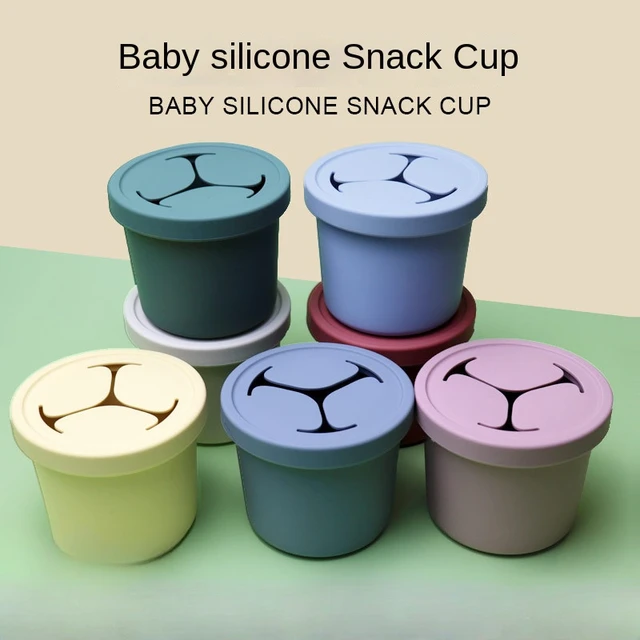 No Spill Collapsible Toddler Kids Silicon Baby Snack Container Cup Silicone  Baby Food Storage Cup with Strap Lid - China Silicone and Baby price