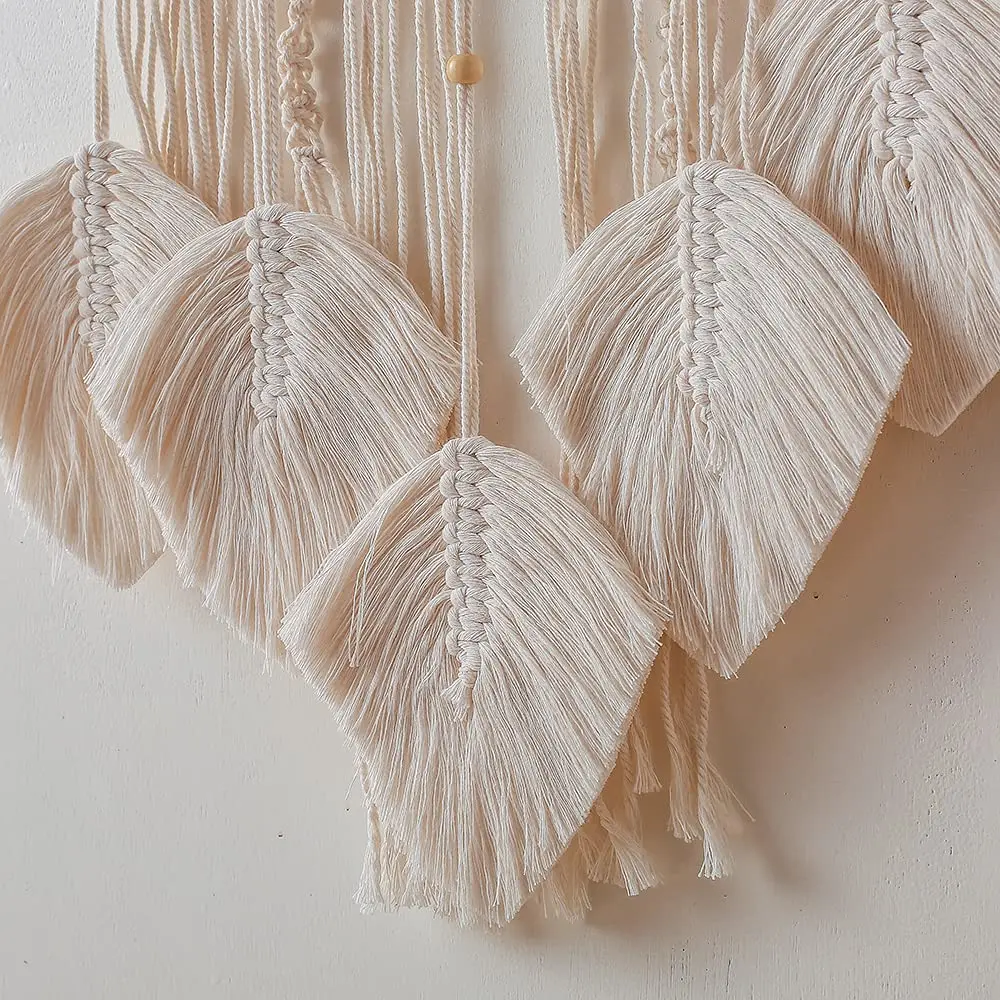 Leaf Macrame Dream Catcher Boho Macrame Wall Hanging Woven Tapestry Bohemian Wall Decor Room Decoration Farmhouse Dorm Room