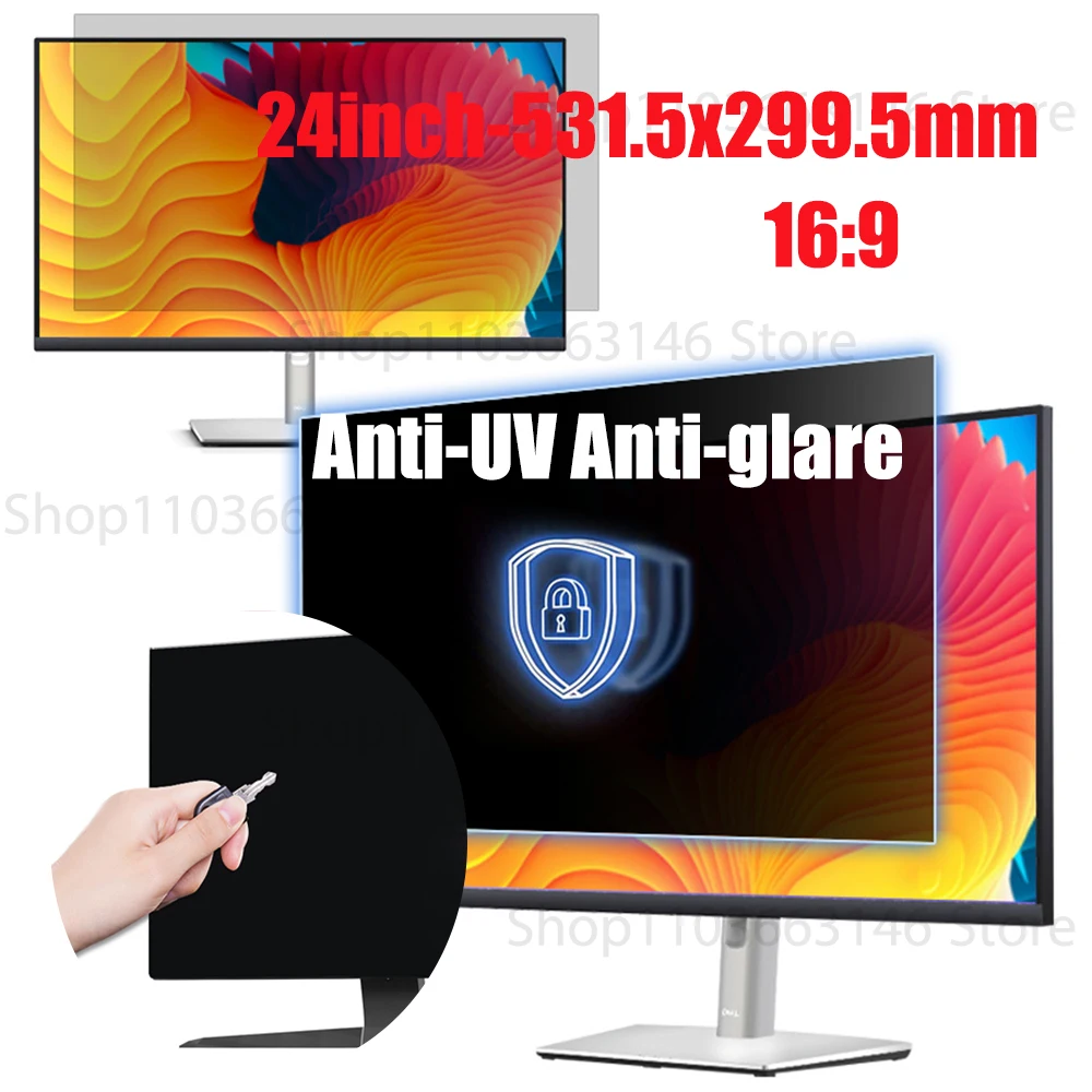 

Privacy Screen Filter Reversible High-transmittance 30 Invisible Anti-UV Anti-glare Film for 24'' Monitor 16:9 Aspect Ratio