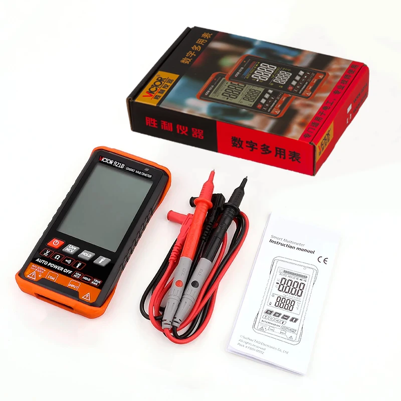 Digital Multimeter Victor 921 DIGITAL MULTIMETER Professional Auto Range Tester Multimeter Color Screen Ultrathin Intelligent OHM NCV Voltage Meter