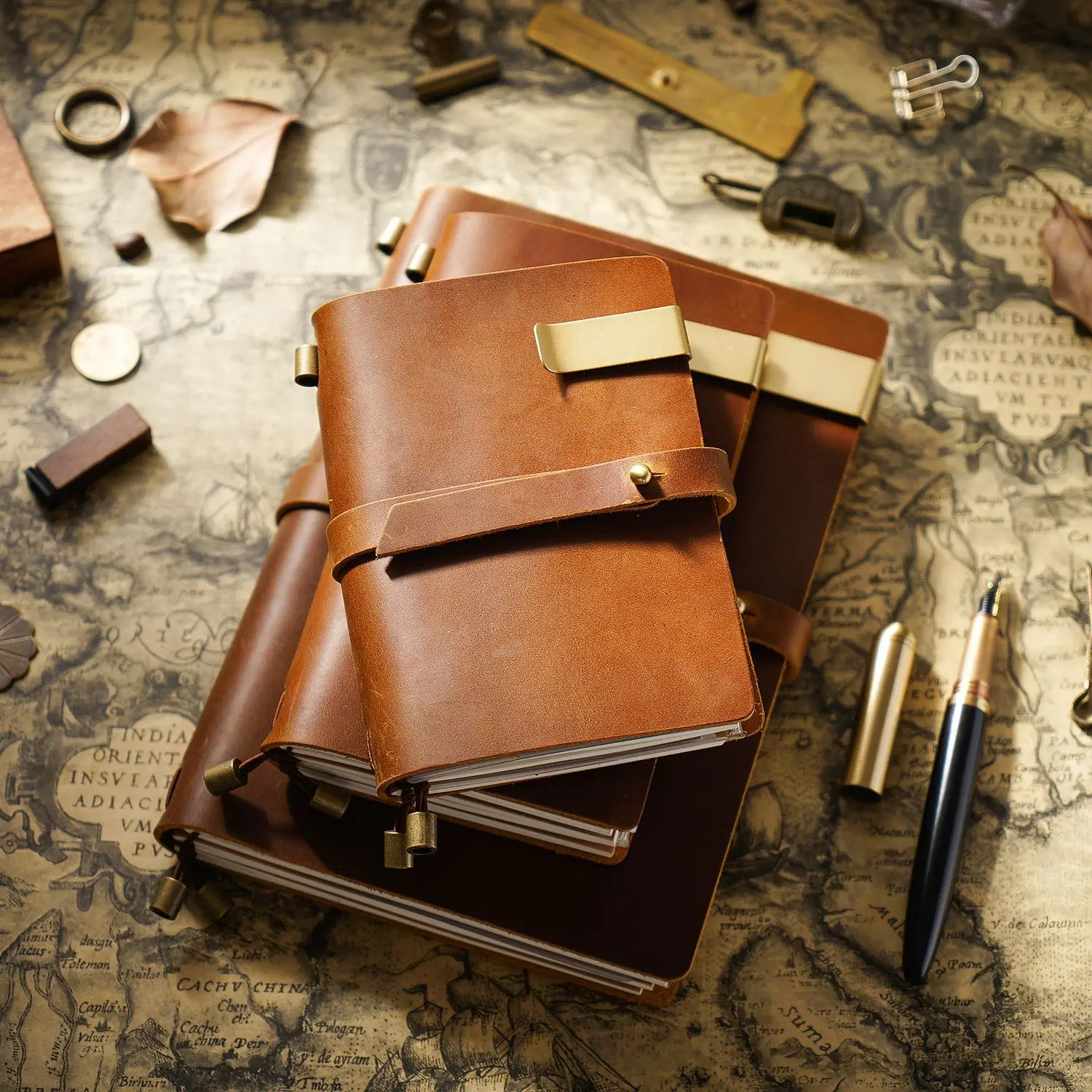 Echtes Leder Reisenden Notebook handgemachte Vintage Rindsleder Tagebuch Journal Sketchbook Organizer Planer TN Notebook Cover – Detail 15