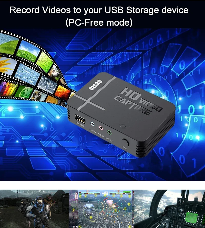 Ezcap288P HDMI AV Video Capture Card 1080P Recording Loop Analog To Digital Video Recorder Save To USB Flash Disk Mic in Line In Audio Adapter