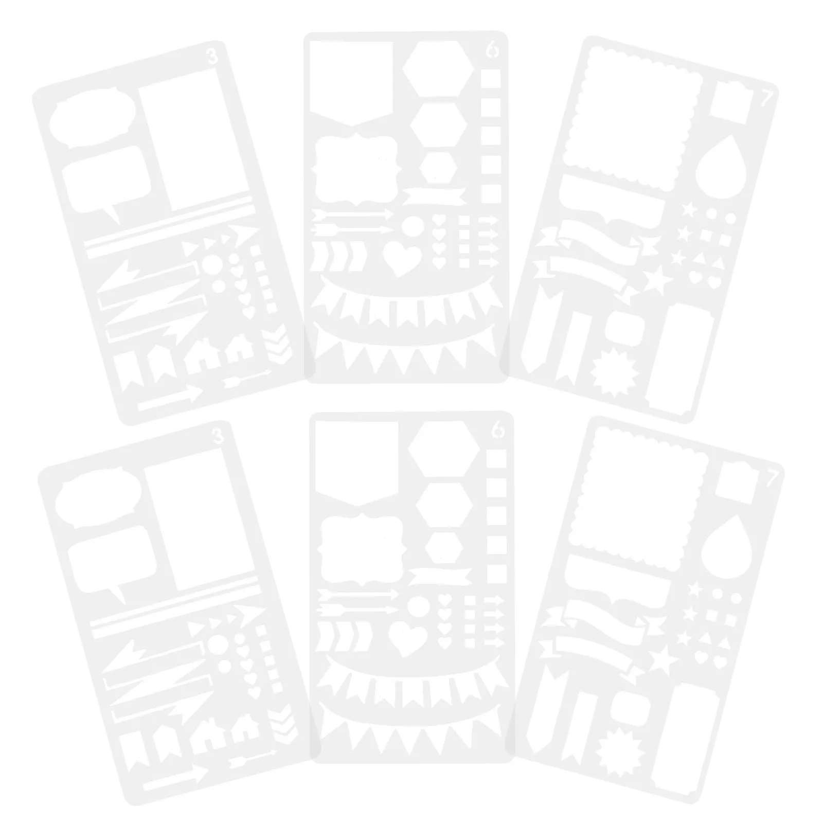 6Pcs 플래너 스텐실 애완 동물 재료 부드러운 표면 재사용 가능한 페인팅 스텐실 저널 노트북 DIY 공예 드로잉 템플릿