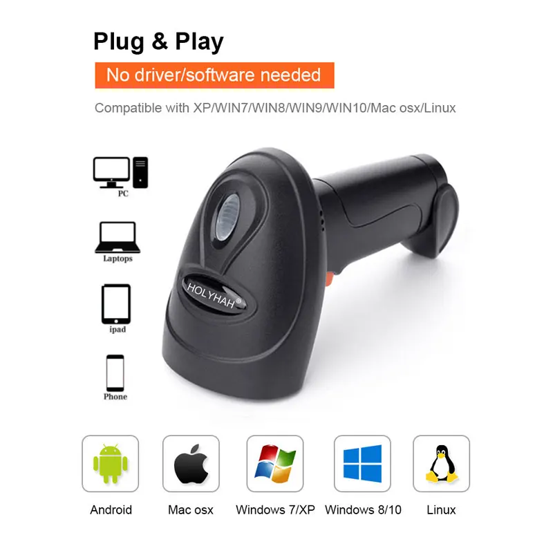 Handheld Wireless Barcode Scanner Tragbare Wired 1D 2D QR Code.