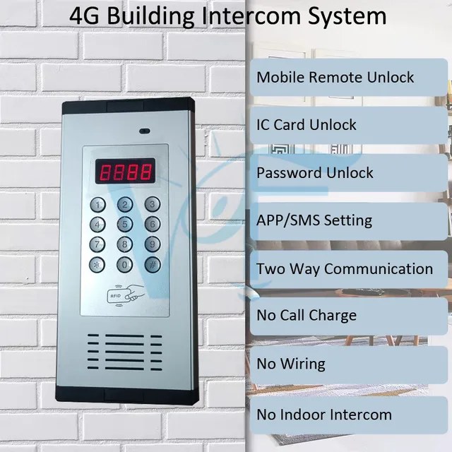 4G Building Intercom Access Control Mobile Phone Remote Opening By Free Call Remotely Unlock IC Card Password Open Door APP Set 3