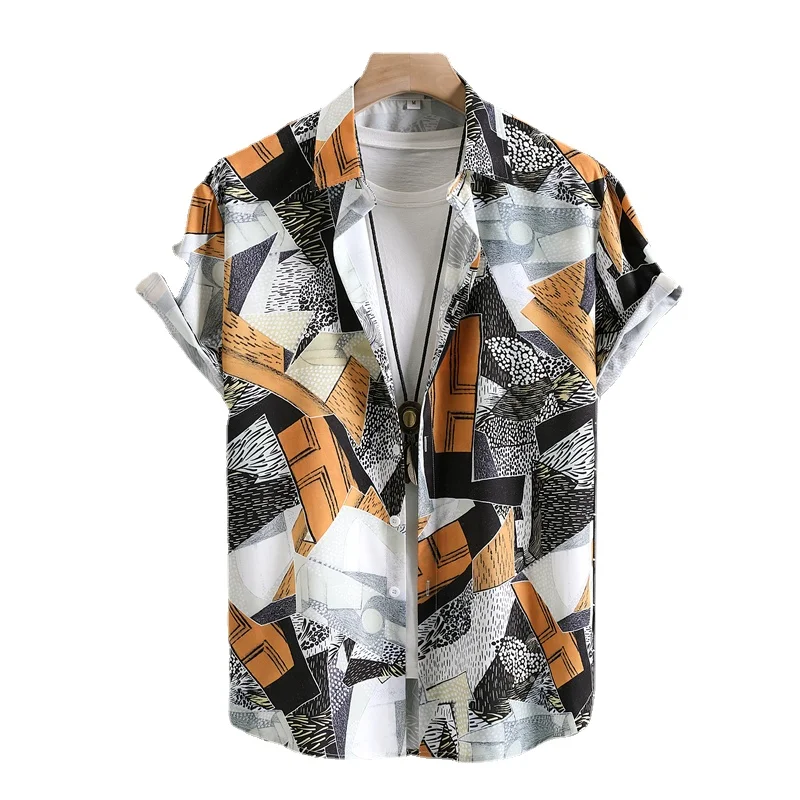 

Camisas Para Hombre 2023 летняя новая мужская рубашка с лацканами Повседневная модная мужская одежда с коротким рукавом