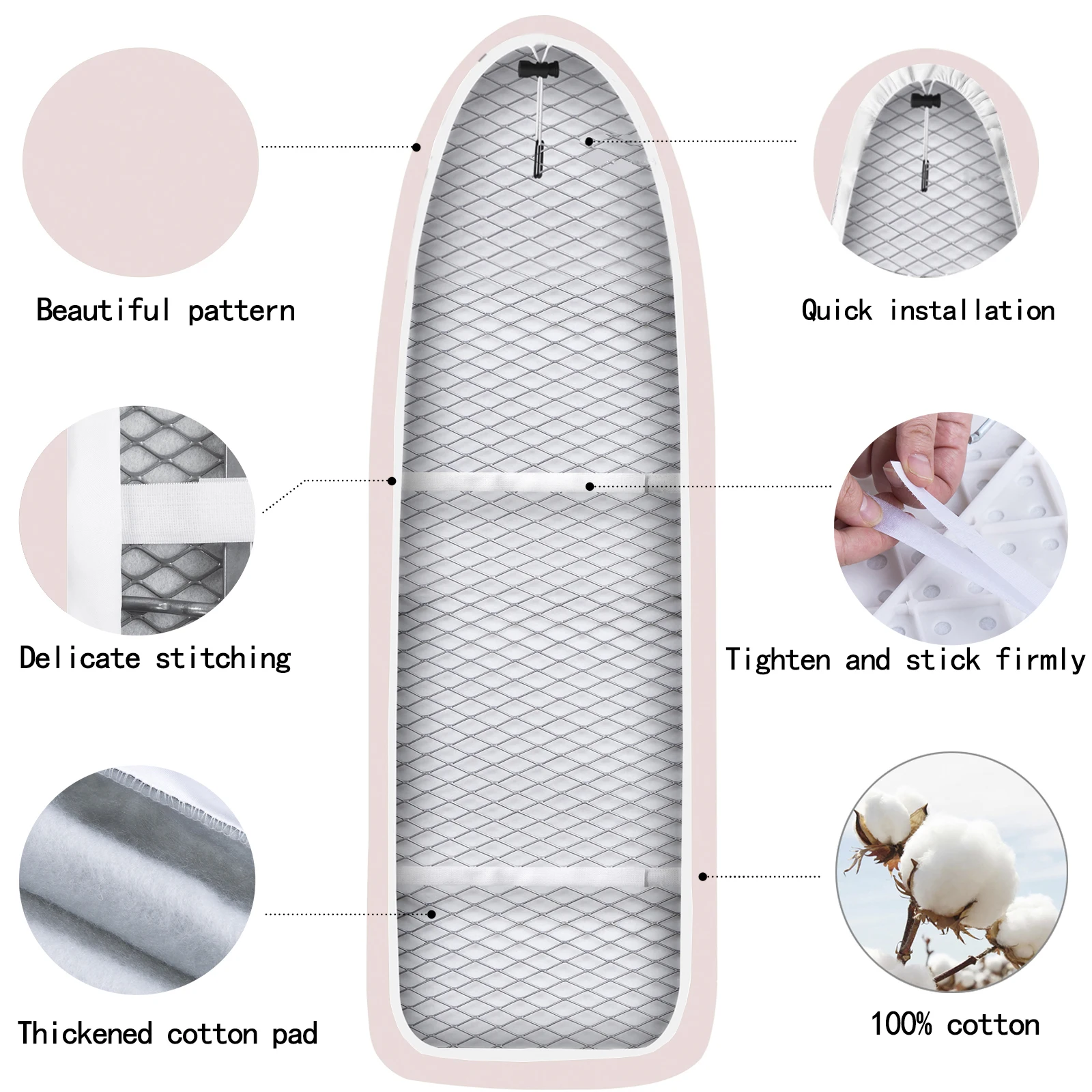 ironing board cover 140x50cm cotton cover thick felt liner resistant to burning Morandi color
