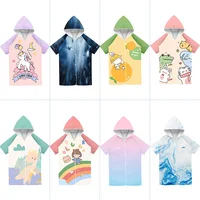 Cardigan button down children's quick drying bathrobe for male and female students, swimming absorbent towel, cape, beach hooded 5