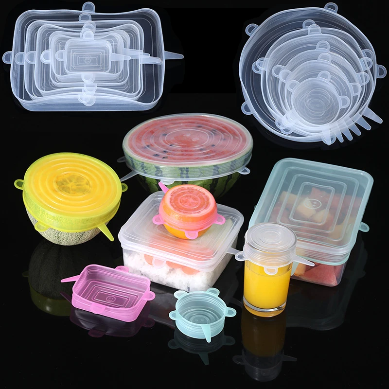Silicone Cover Stretch Lids Reusable Airtight Food Wrap Covers Keeping Fresh Seal Bowl Cap Elastic Silicone Lid Kitchen Cookware food cover fresh keeping cover preservation cover bowl cover