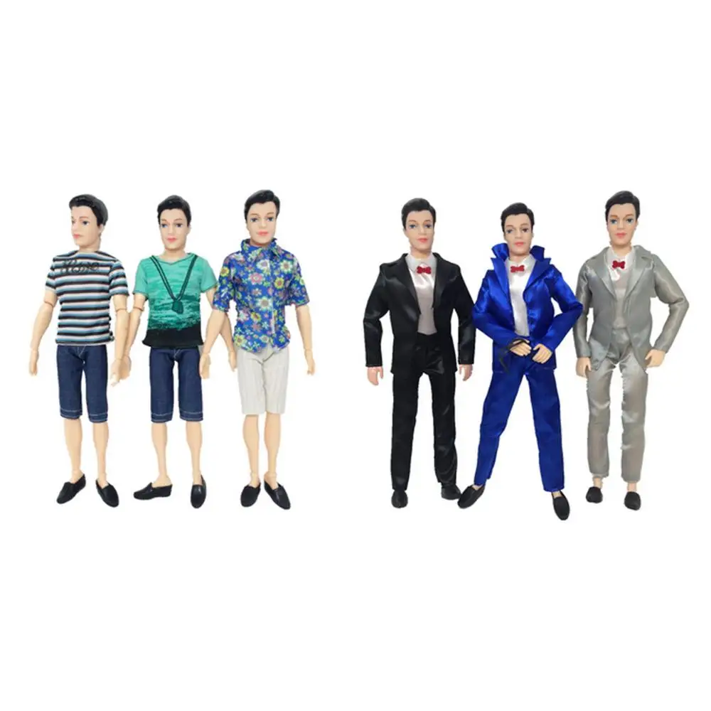 5 Sets Fashion Casual Wear Doll Clothes Tops T-Shirt Jacket Pants Outfits Accessories for Barbie Boy Friend Ken Dolls Cloth Toys