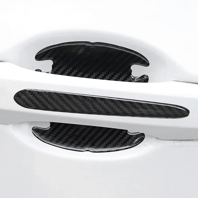 Carbon Fibre Door Bowl Sticker Universal Door Handle Protector Paint Scratch Resistant Anti-bump Strip Decoration Auto Parts