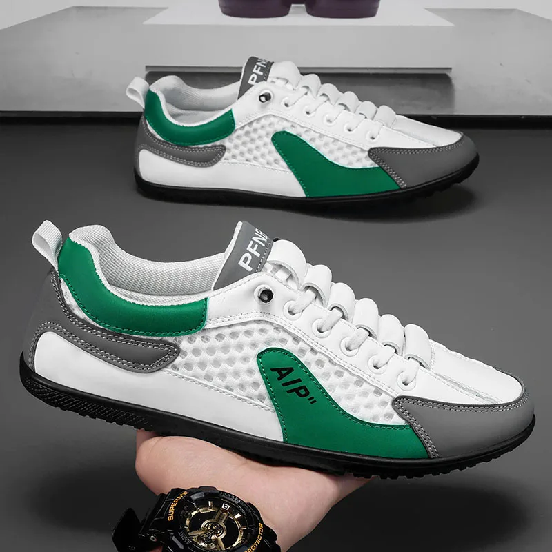 Men Casual Shoes 2024 Summer Breathable Flat Running Shoes For Men Sneakers Lightweight Soft Leather Tennis Sports Shoes