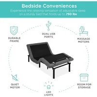 Queen Size Electric Adjustable Bed Frame with Wireless Remote, Massager, USB Ports & Nightlight 6