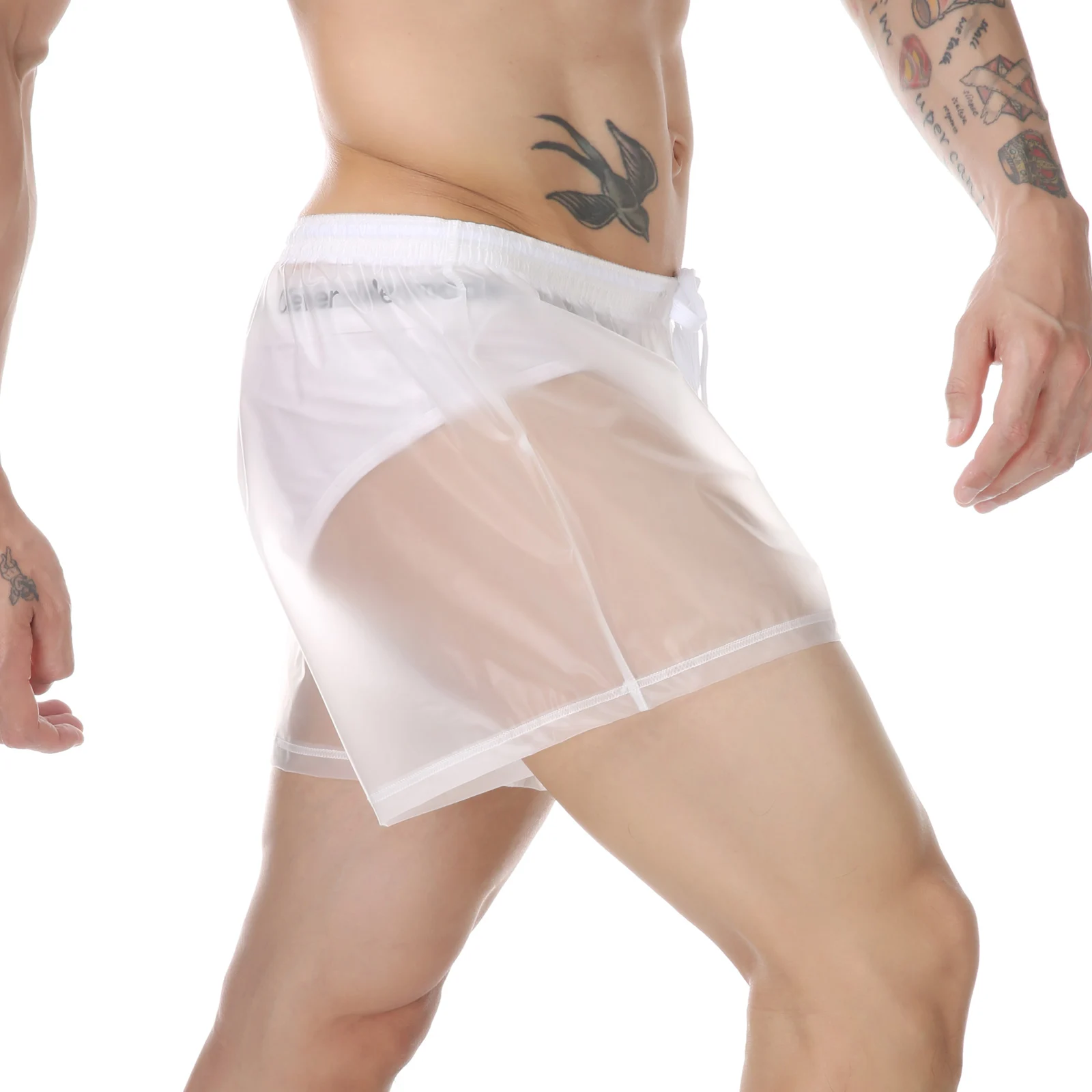 Badeshorts Männer Badehose Mann Sexy Transparente Bademode Wasserdicht Strand Kurze Hosen Badeanzug PVC Badeanzug Beachwear – Detail 10