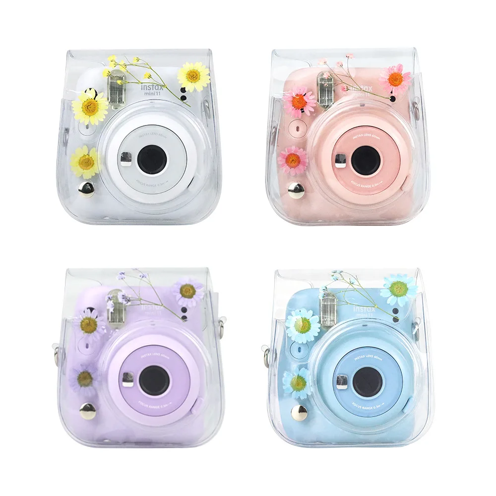 For Fujifilm Instax Mini 11 9 8 Transparent Camera Case Protective Carry Bag Cover with Shoulder Strap camera and lens backpack