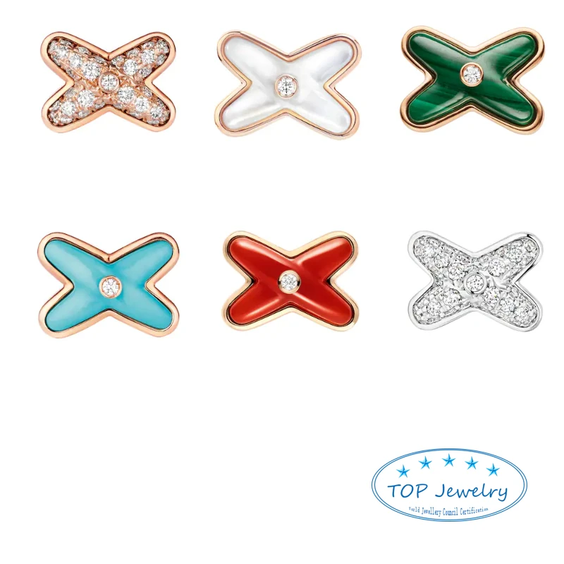 

France Paris High Quality 925 Sliver Rose Gold Full Diamond Cross chaume t Earrings For Women JEUX DE LIENS