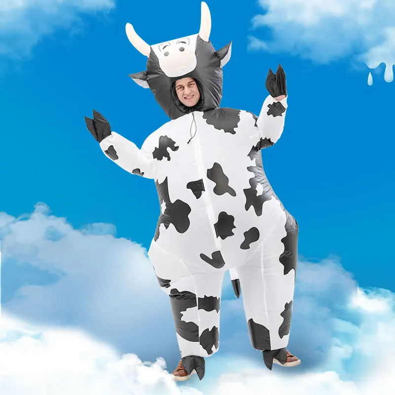 

Halloween Costume Dairy Cattle Inflated Garment Creative Big Cow Cosplay Dress Up Inflatable Clothes Party Spoof Costume Props