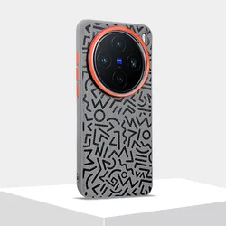 Painted Graffiti Leather Mobile Phone Case with Large Hole Metal Lens Cover for Vivo iQOO 15 (Titanium gray)