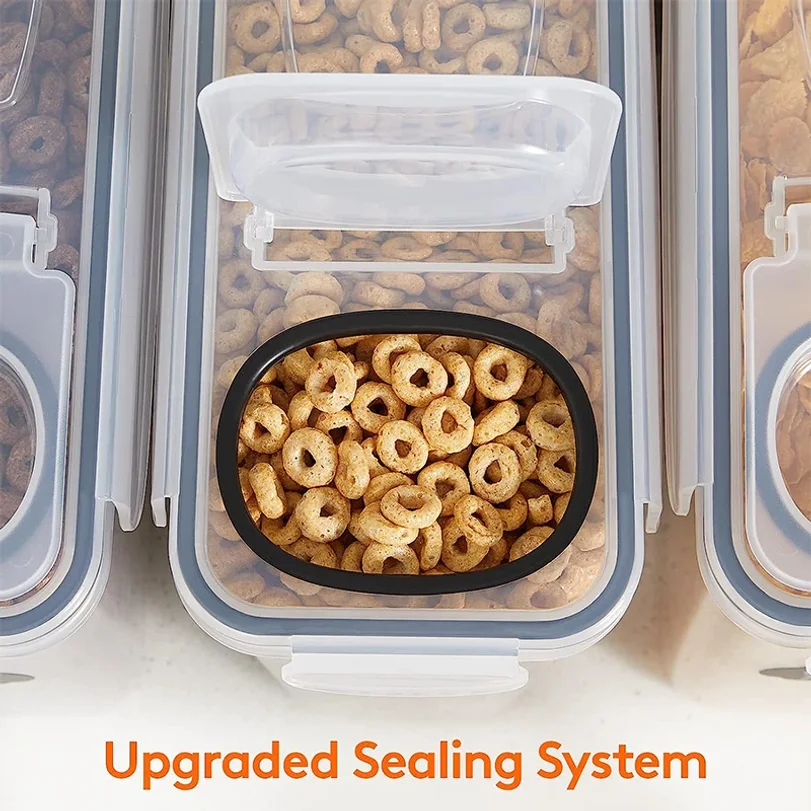 4L Cereal Storage Containers with Lids 1/2/4pcs Airtight Food Moistureproof Tank with Label Stickers Kitchen Organization Box 4