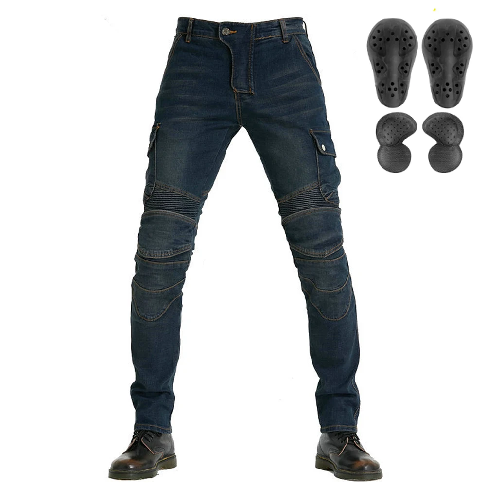 야외 오토바이 라이딩 진 캐주얼 다용도 라이딩 팬츠 오토바이 스트레치 안티폴 멀티 포켓 디자인