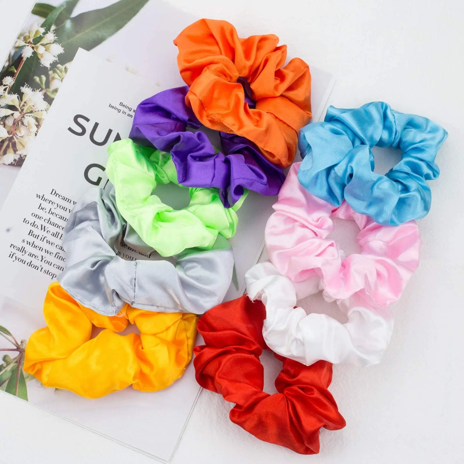 Luminous Hair Bands Birthday Party Decorations 9 Pcs LED Light Hair Scrunchies Satin Elastic Bands Ties Ropes Girls Halloween Christmas Glow In The Dark