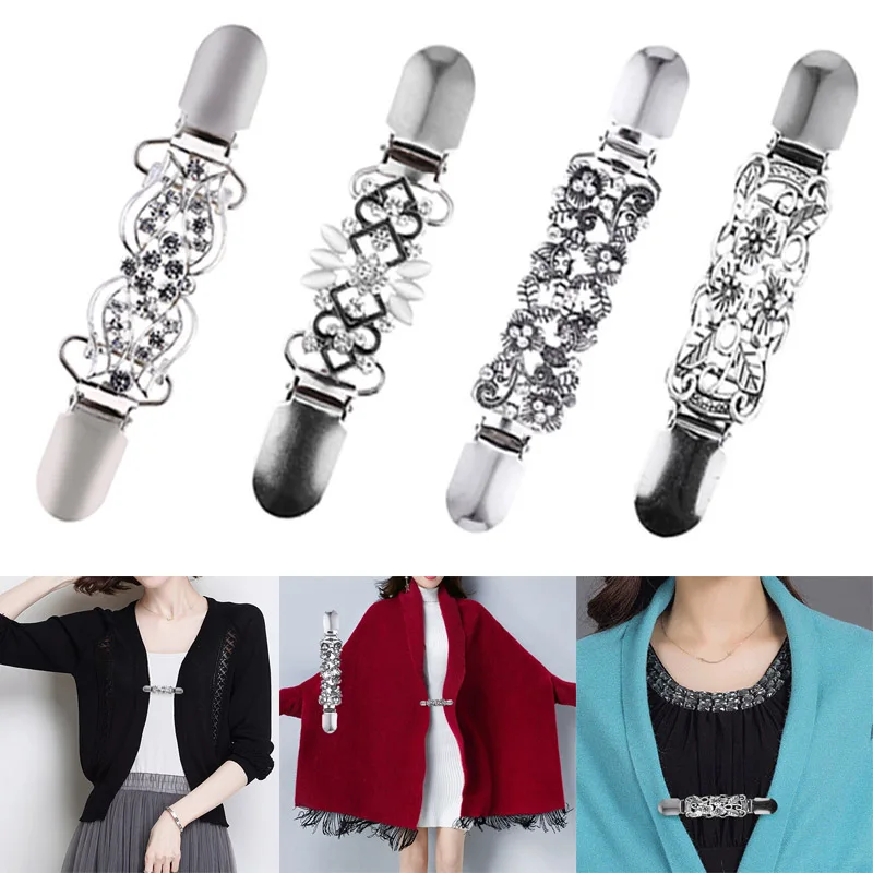 1PCS Duck-mouth Clips Sweater Cardigan Clip Beaded Pearl Pin Brooch Shawl Shirt Collar Buckles For Clothing Decor