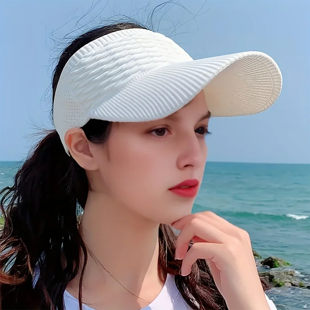 Women Sun Hat Anti-UV Breathable Adjustable Visor Caps For Tennis Golf Running Travel Beach