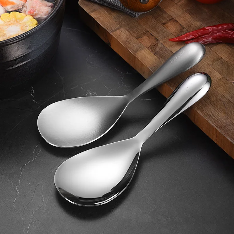 304 Stainless Steel Rice Spoon Thick Serving Scoop Non-stick Shovel Cooker Spatula High-temperature Resistant Kitchen Utensils