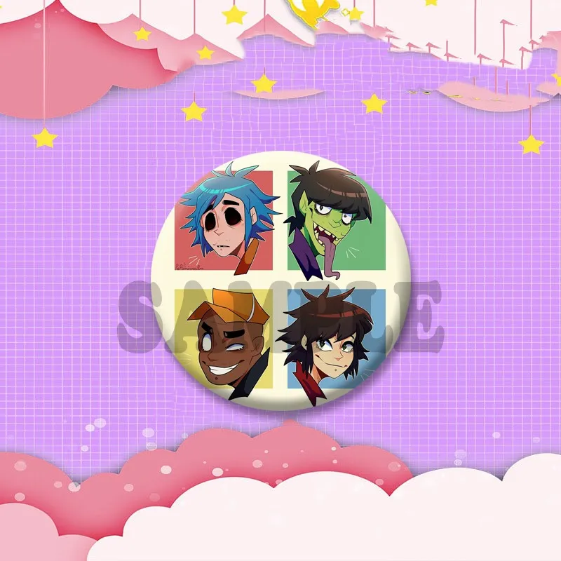 Gorillaz Fanart Cartoon Idol Pin Brooch - Backpack & Hat Decor Gift Badge